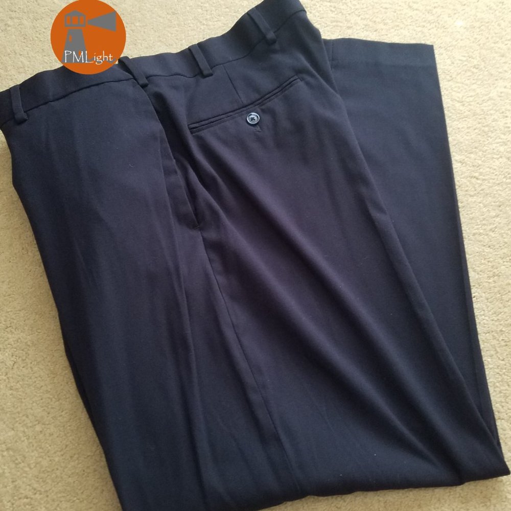 Croft & Barrow Navy Dress Pants 38x29 Flat Front